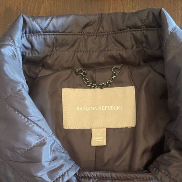 Banana Republic Womens Black Quilted Puffer Jacket SMALL Classic Utility Casual - Picture 7 of 14